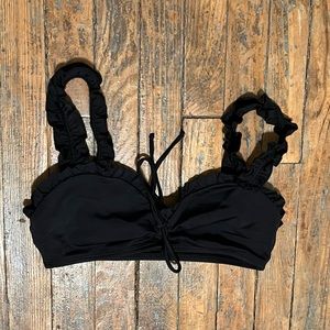 Black ruffle bathing suit top